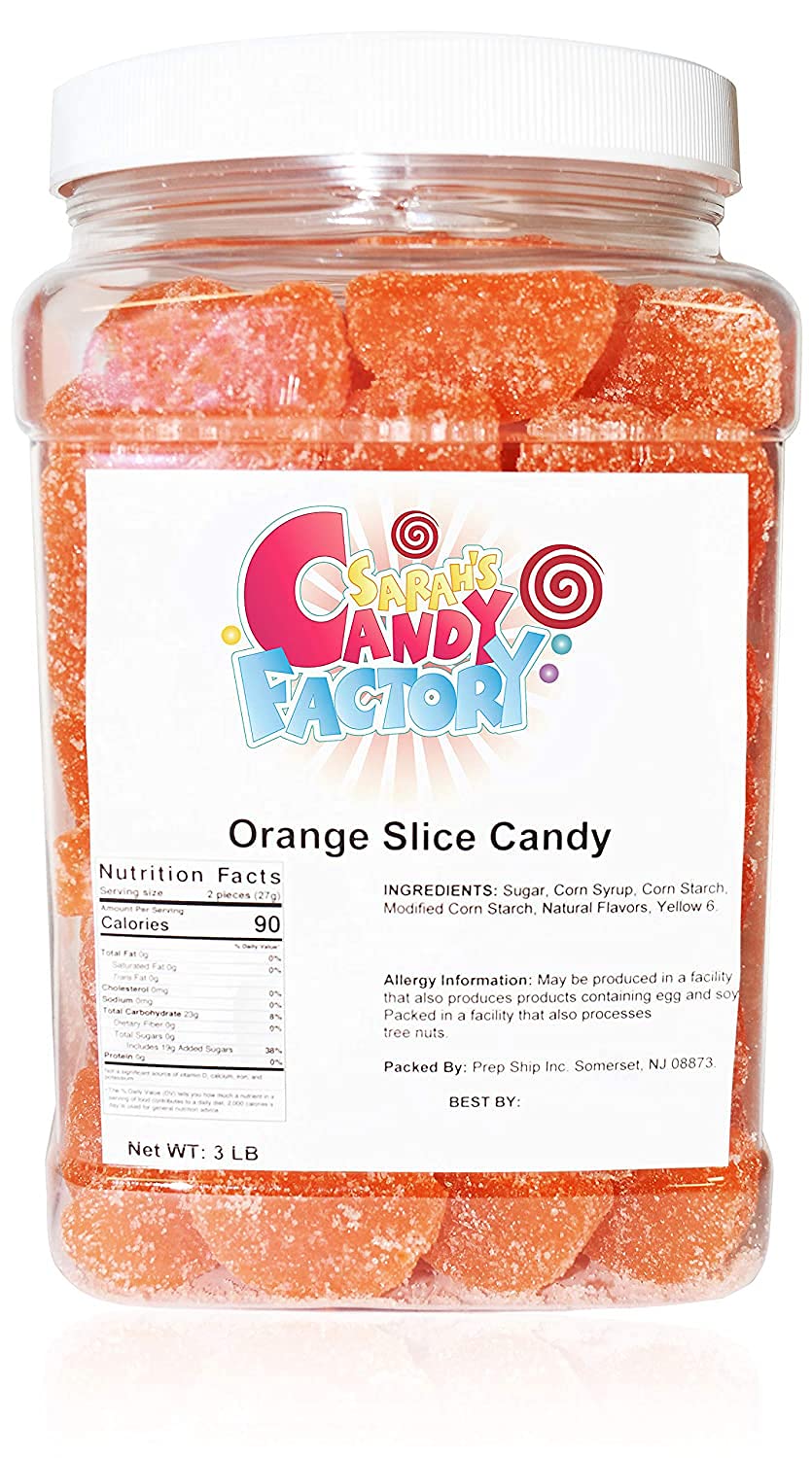 Sarah's Candy Factory Orange Slice Candy - 3 Lbs Bulk Jar - Sweet & Tangy Orange Flavored Gummy Slices - Perfect for Parties, Baking & Gift Giving