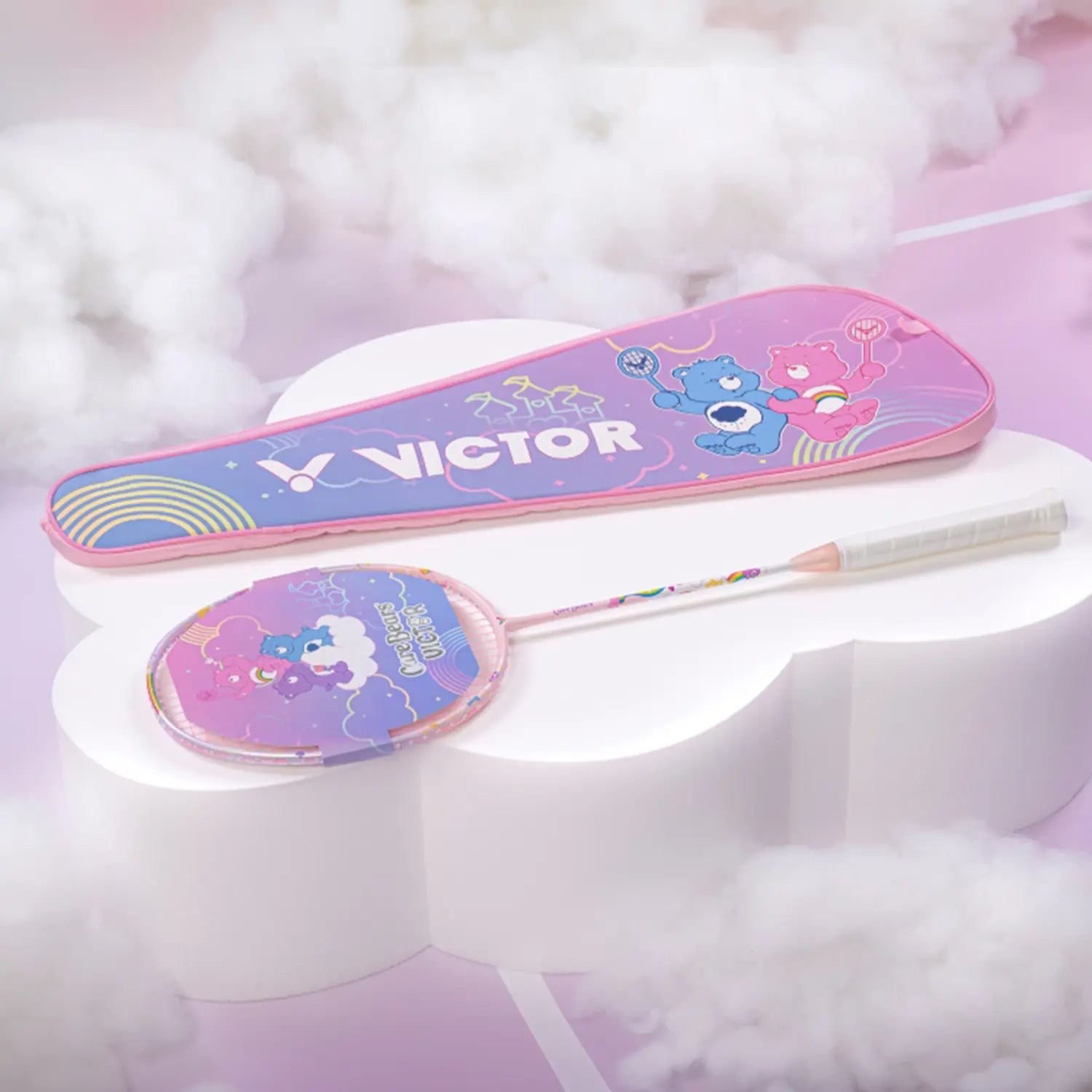 Victor x Care Bears Badminton Racket JS CBC I (Pink) - Lightweight Badminton Racket for Kids & Beginners - Perfect for Backyard Games, Gym Class & Family Fun