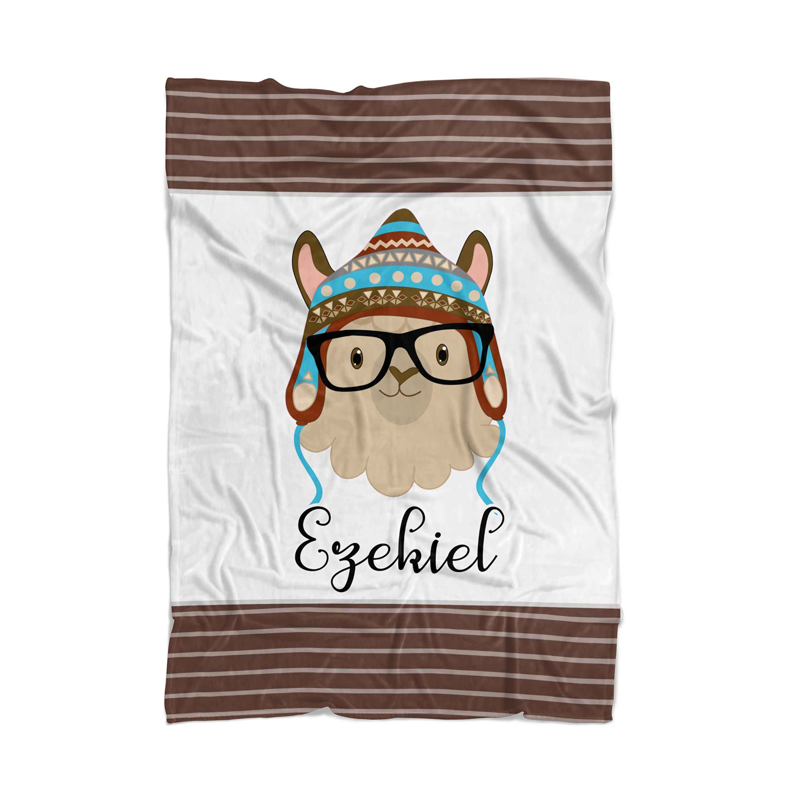 Personalized Llama Throw Blanket - Soft Brown Alpaca Fleece Blanket with Custom Name - Perfect for Cozy Nights, Gifts, and Nursery Decor