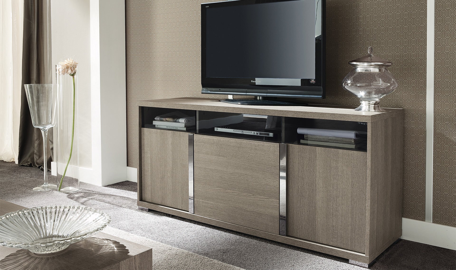 ALF Tivoli TV Stand for Flat Screen TVs - Modern Entertainment Center with Storage Shelves | Perfect for Living Room, Bedroom & Home Theater Setup