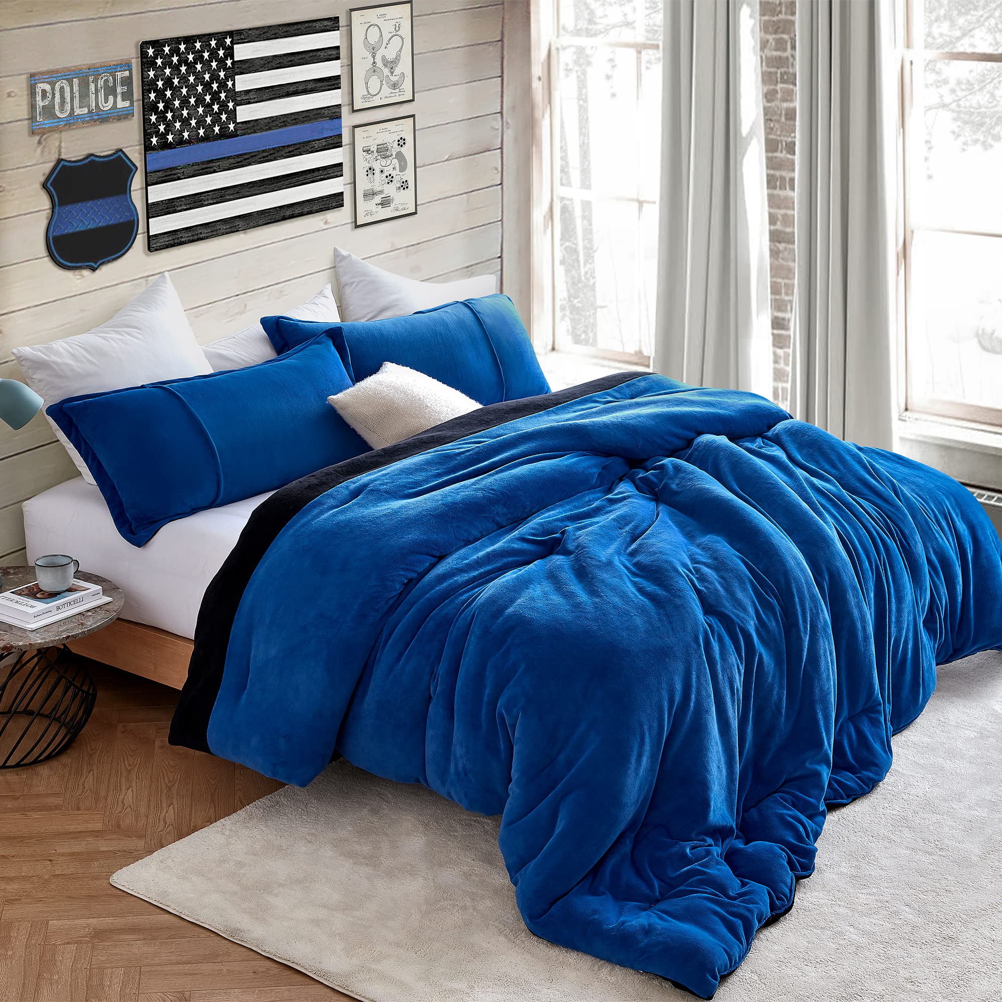 Byourbed Even Heroes Need Sleep - Coma Inducer® Twin XL Comforter - Ultra Thick Blue Line Bedding for Police, Firefighters & First Responders - Perfect for Shift Workers & Emergency Personnel