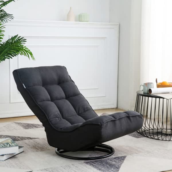 360 Degree Swivel Recliner Chair - 42 Position Adjustable Backrest, Padded Folding Lounge Chair for Adults & Teens - Perfect for Gaming, Bedroom, Living Room & Home Office Relaxation