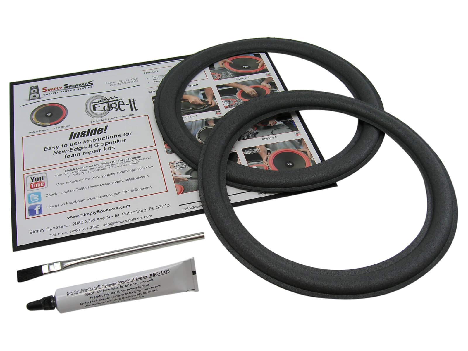 Large Advent 10 Inch Foam Speaker Repair Kit Masonite Frame FSK-10AD (Pair) - Perfect for Vintage Audio Restoration and Home Theater Upgrades