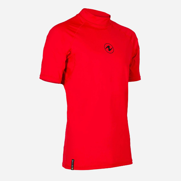 Aqua Lung Men's Slim Fit Short Sleeve Rashguard - UPF 50+ Sun Protection, Quick Dry Swim Shirt for Surfing, Swimming & Water Sports (Red)