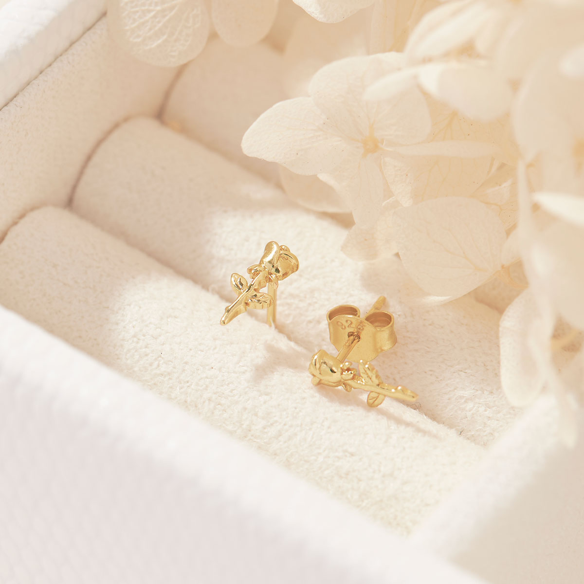 Enchanted Rose Gold Stud Earrings for Women - Elegant Floral Jewelry Gift for Valentine's Day, Anniversary & Special Occasions