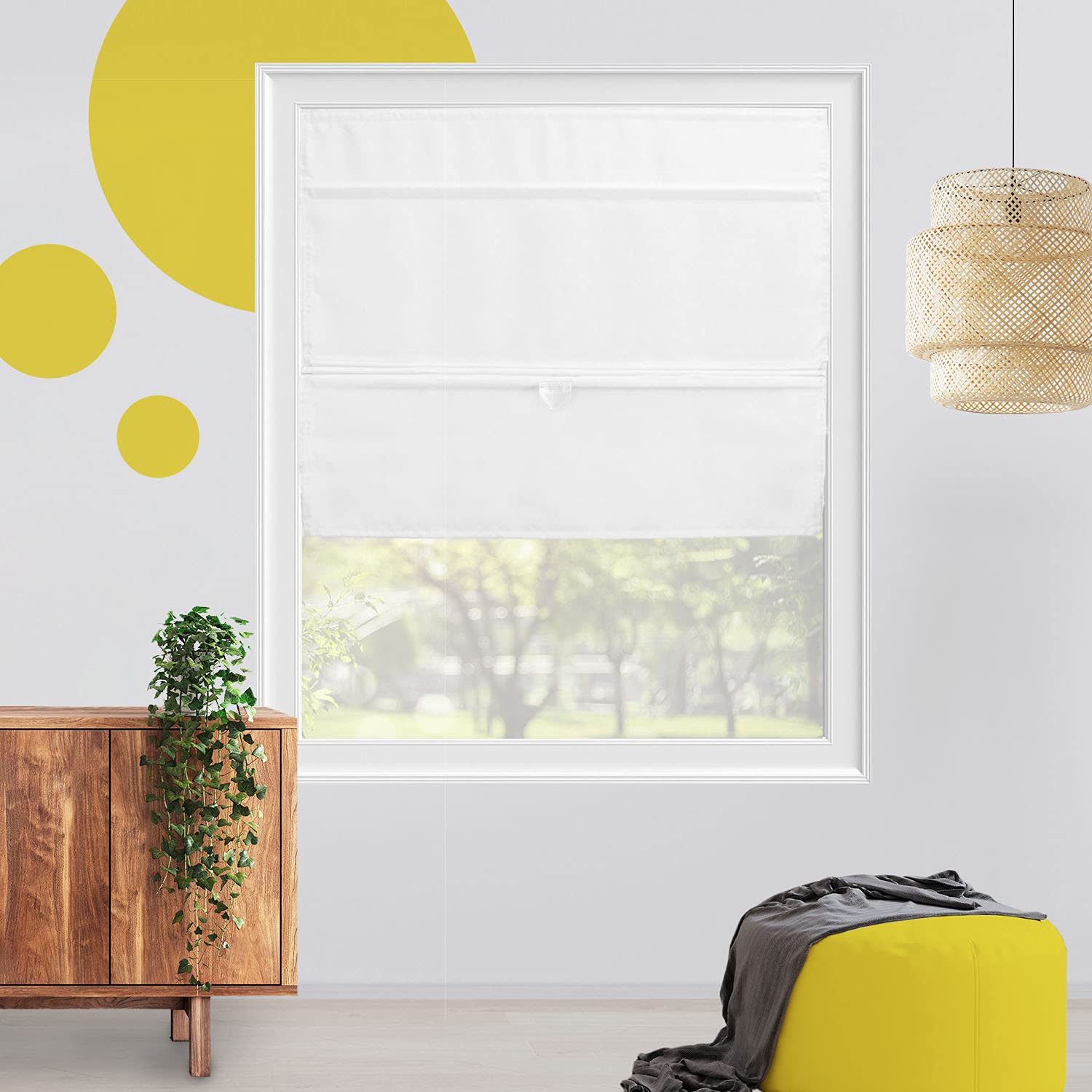 Magnetic Roman Shades for Windows - Cordless Linen Fabric Window Blinds | Easy Lift, Energy Efficient & Privacy Protection | Light Filtering Shades 36