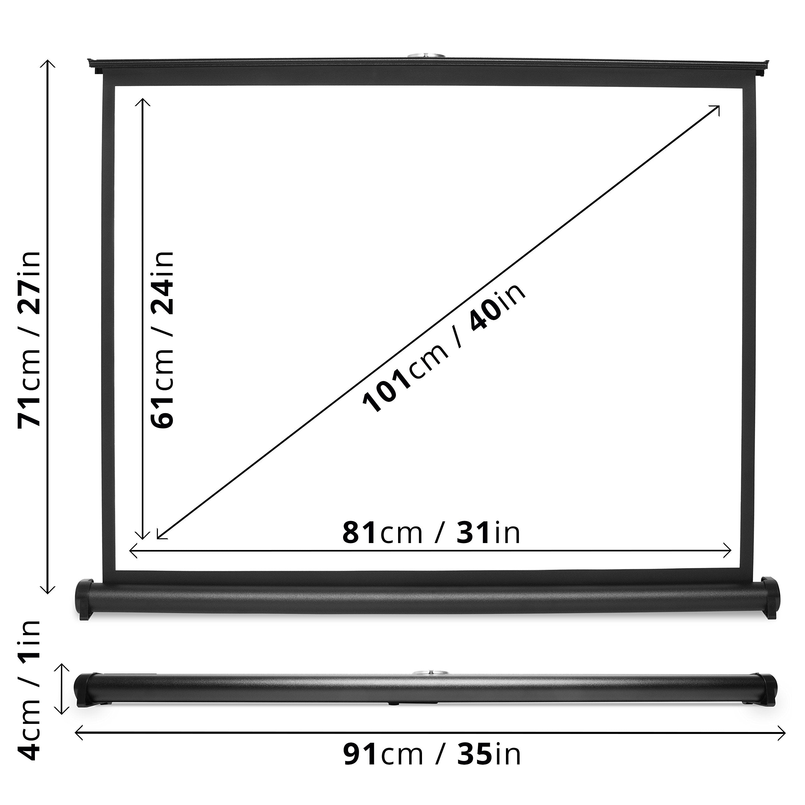 Duronic DPS40/43 Portable 40-Inch 4:3 Ratio Projector Screen | Foldable Desktop Projection Screen for Home Theater, Classroom & Office Presentations | Perfect for Movie Nights, Business Meetings & School Projects