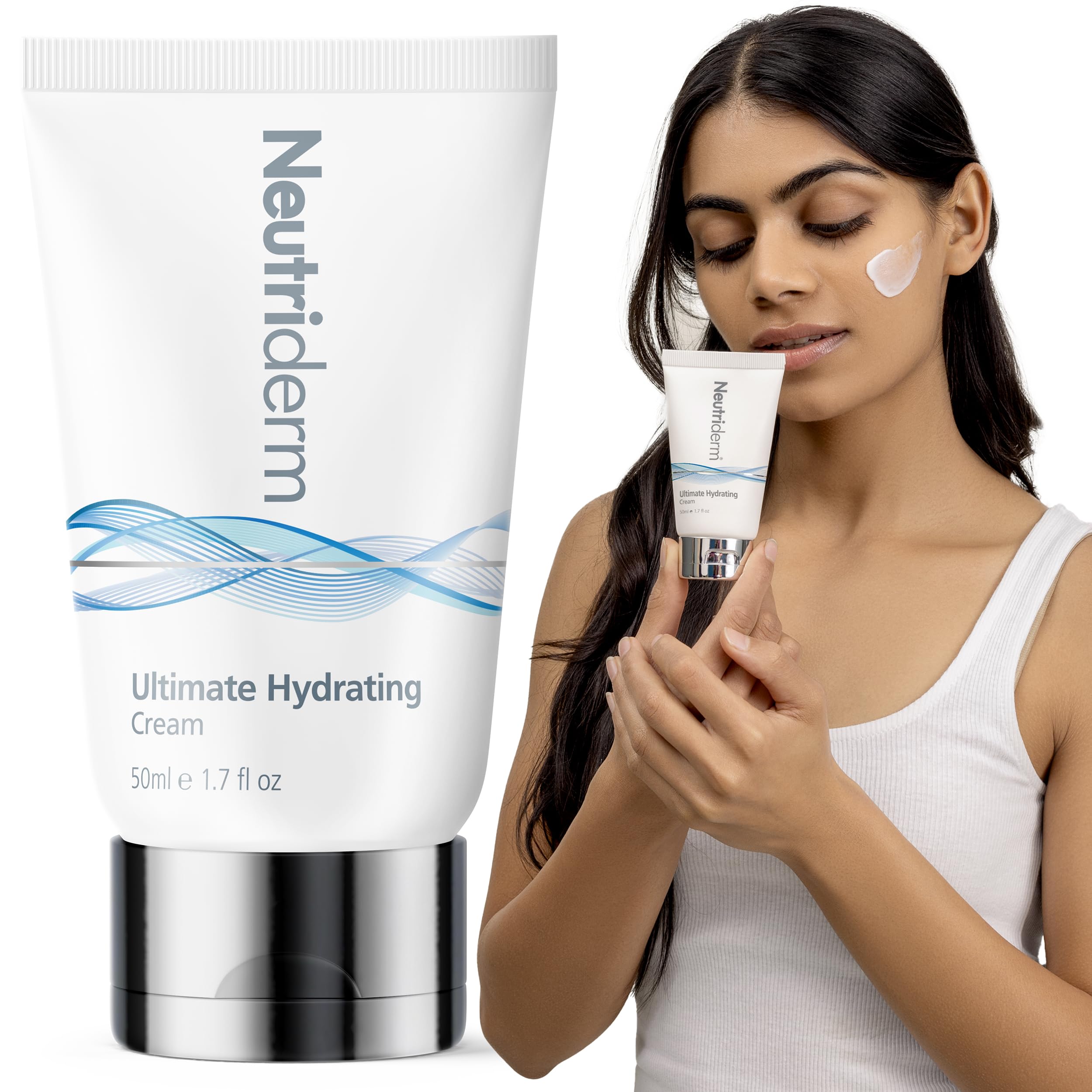 Neutriderm Ultimate Hydrating Face Cream with Vitamin E, Rice & Wheat Protein - Sensitive Skin Moisturizer for Women & Men - Anti-Aging & Dry Skin Care - 50ml - Perfect for Daily Hydration & Nighttime Skincare Routine