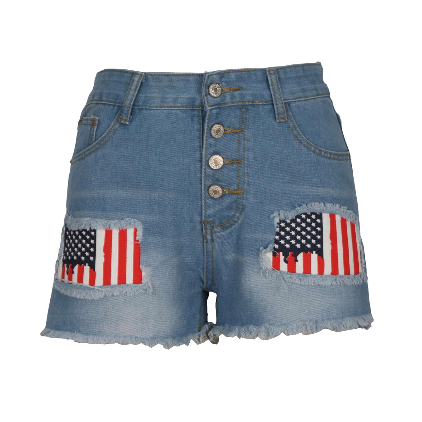 Women's Ripped Denim Shorts - Mid Rise Distressed Jeans for Summer | Casual & Stylish