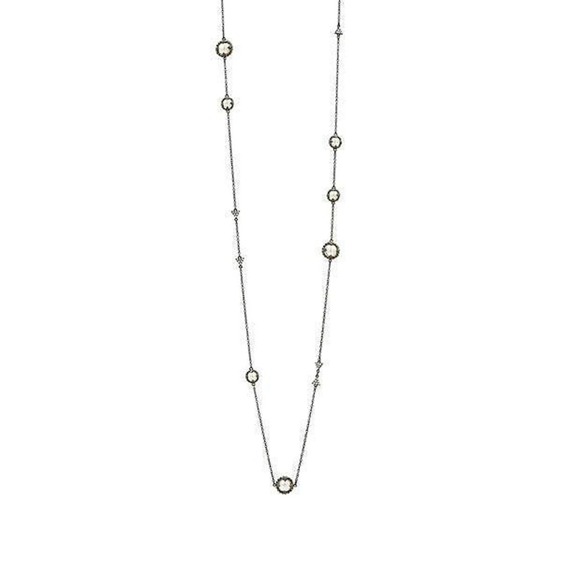 Freida Rothman Industrial Finish Pearl Station Necklace - Elegant Layering Jewelry for Women, Perfect for Weddings, Parties & Everyday Wear