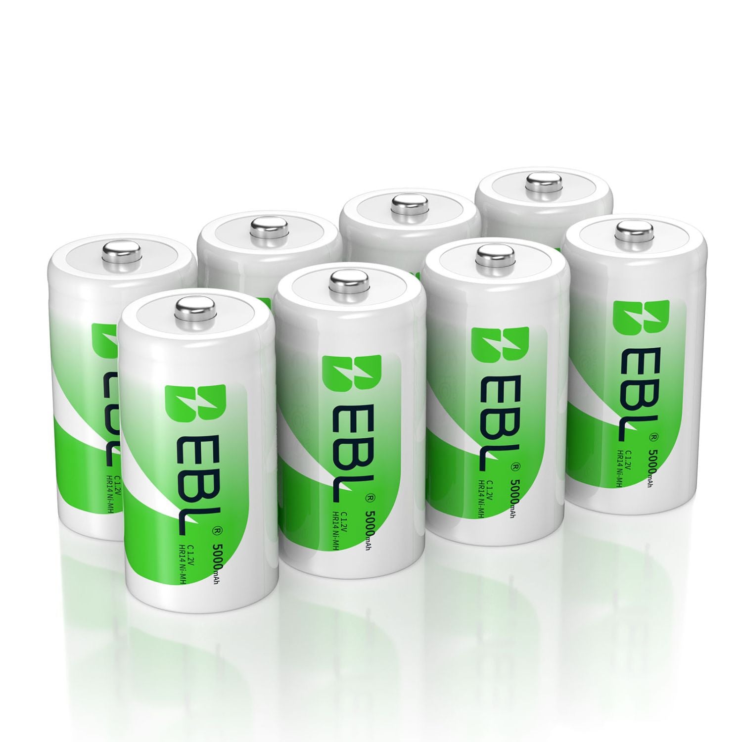 EBL 1.2V 5000mAh NiMH Rechargeable AA Batteries - 8 Pack High Capacity for Digital Cameras, Flashlights, Toys & More - Long Lasting Power Solution