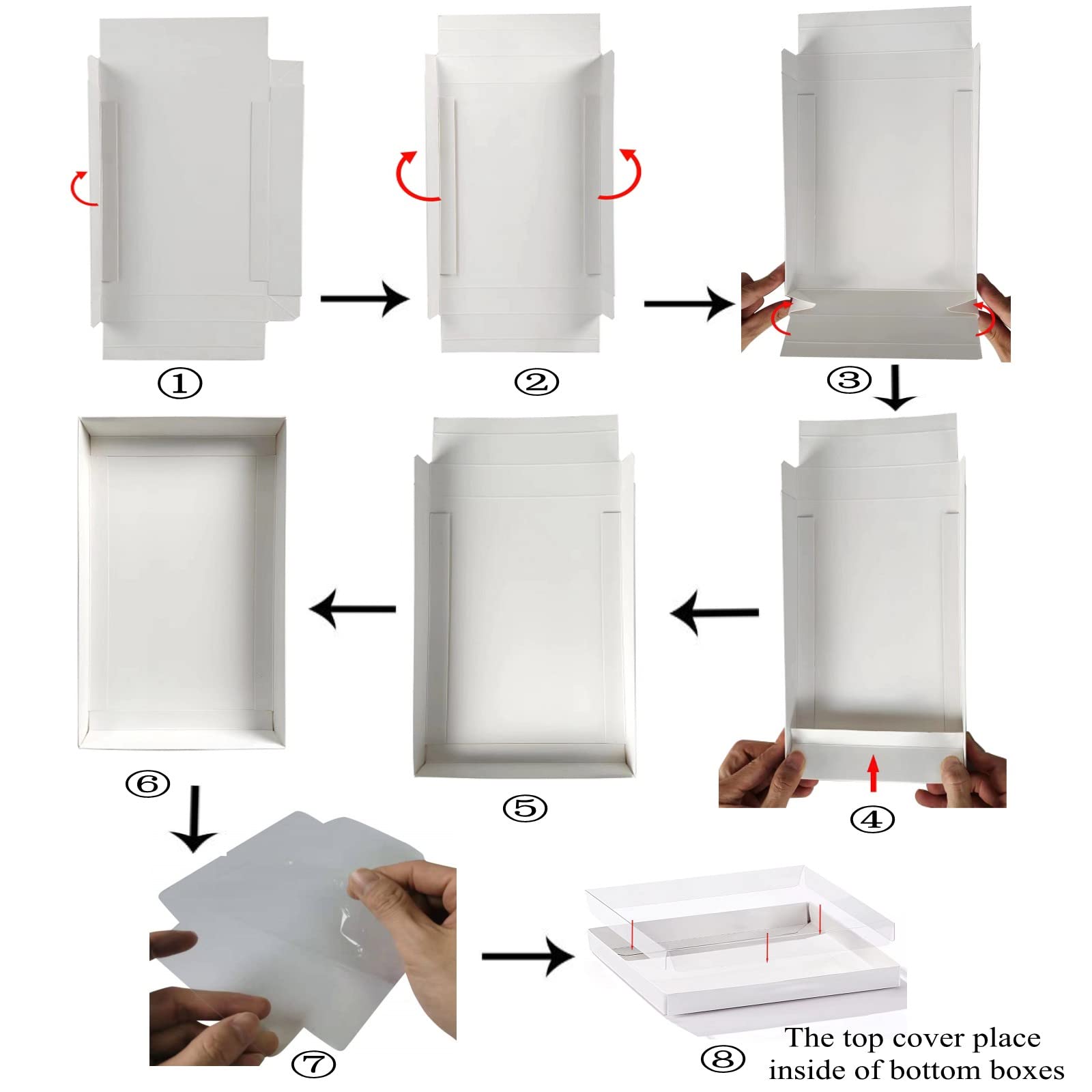 RomanticBaking 24 Pack Clear Cookie Boxes with Window for Bakery & Macarons - Christmas, Wedding, Valentine's Day Gifts