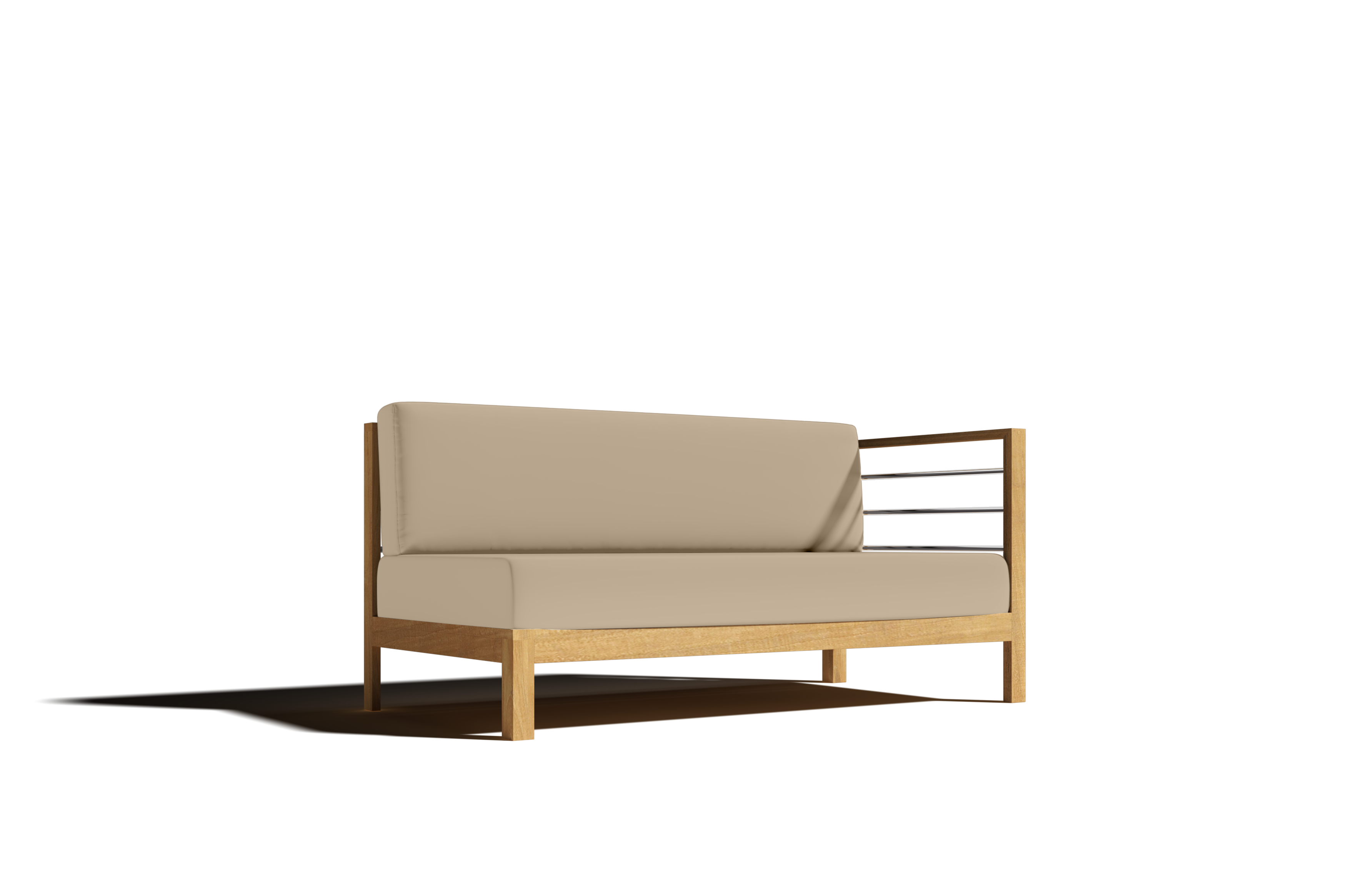 Premium Leon Teak Outdoor Sectional Right Sofa with Sunbrella Fawn Cushion - Weather-Resistant Patio Furniture for Backyard, Poolside & Garden Relaxation
