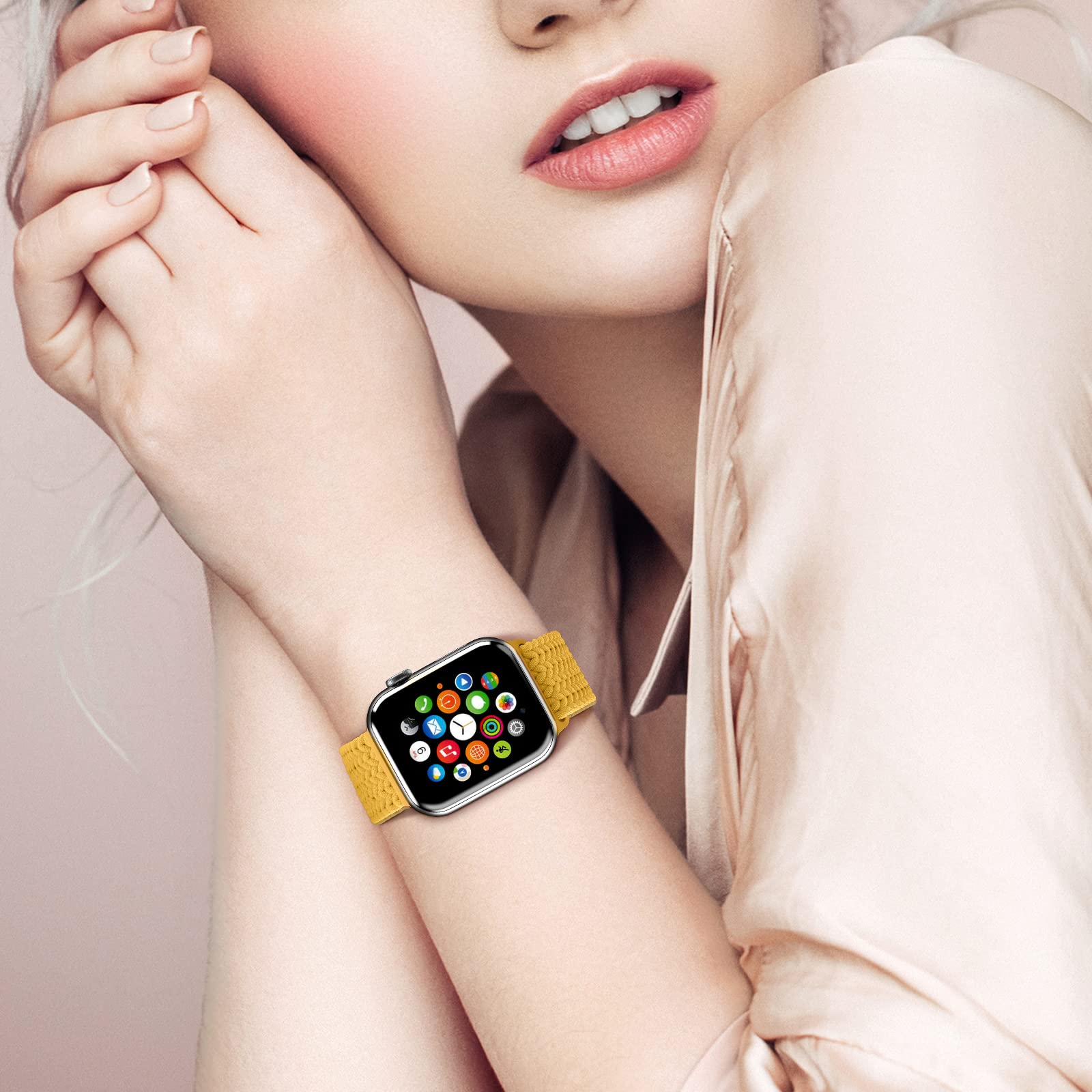 Braided Nylon Apple Watch Bands for Series 9/8/7/6/5/4/3/2/SE/Ultra/Ultra 2 - Adjustable, Breathable Replacement Strap (38mm/40mm/41mm/42mm/44mm/45mm/49mm) - Comfortable Elastic Wristband for Men & Women | Perfect for Workouts, Running & Everyday Wear