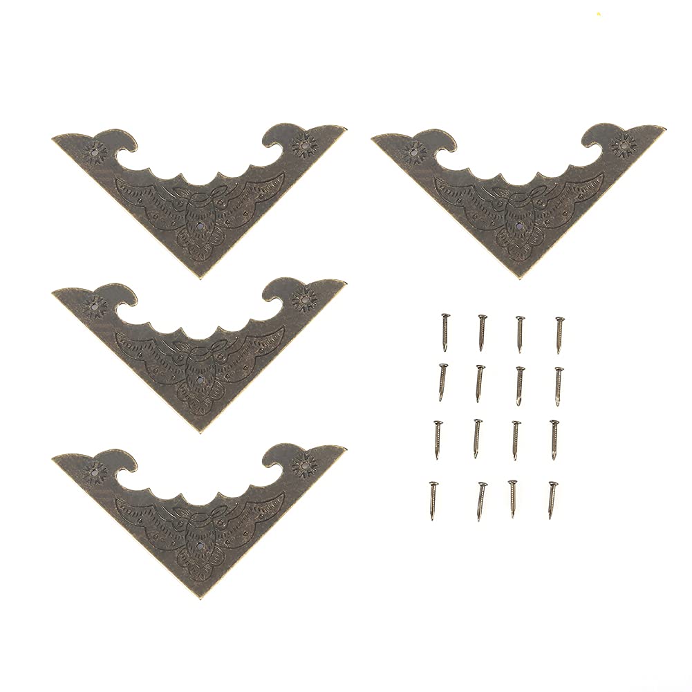12Pcs Antique Brass Box Corner Protectors - Flat Embossed Bat Design for Jewelry & Wood Case Protection - Includes 36 Nails (S) - Perfect for DIY Crafts, Gift Boxes & Home Decor Projects
