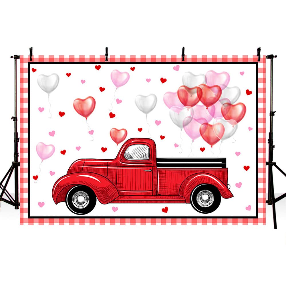 7x5ft Valentine's Day Photography Backdrop - Red Carpet with Pink Hearts & Balloons for Bachelorette, Bridal Shower, Birthday Party Decor | Romantic Photo Shoot Background for Wedding, Anniversary & Couple Photos