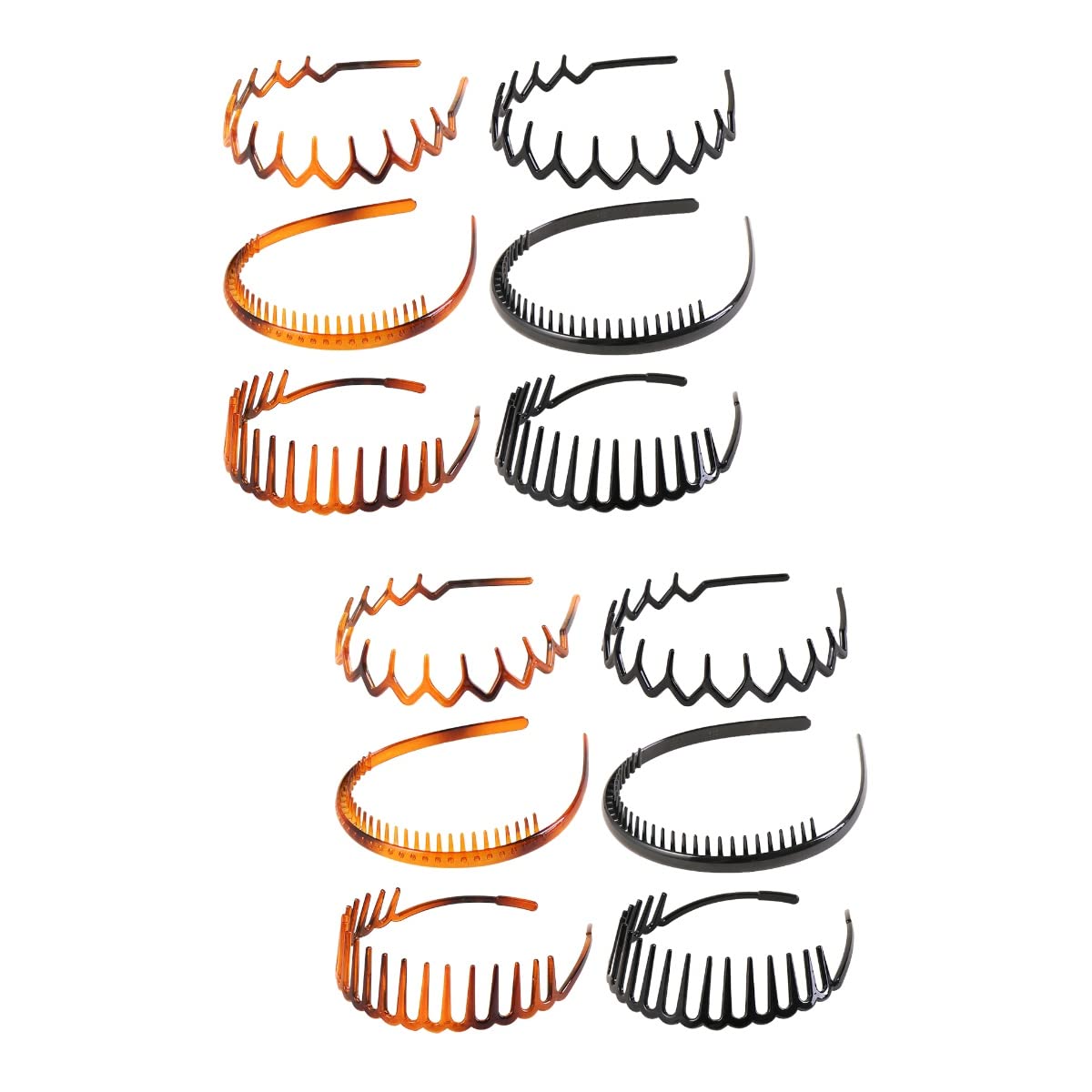 FOMIYES 12-Pack Claw Headbands for Women - Plastic Teeth Comb Hair Hoop, Non-Slip Hair Bands for Yoga, Workout & Daily Styling - Wavy Design Hair Accessories