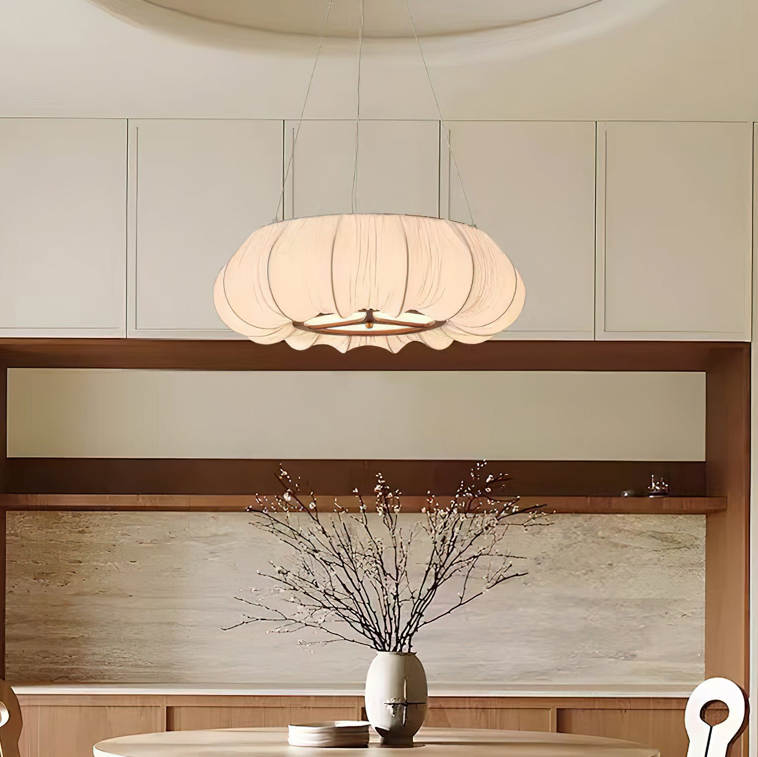 Malibu Pumpkin Pendant Lamp - Modern Farmhouse Hanging Light Fixture for Kitchen Island, Dining Room & Bedroom Decor