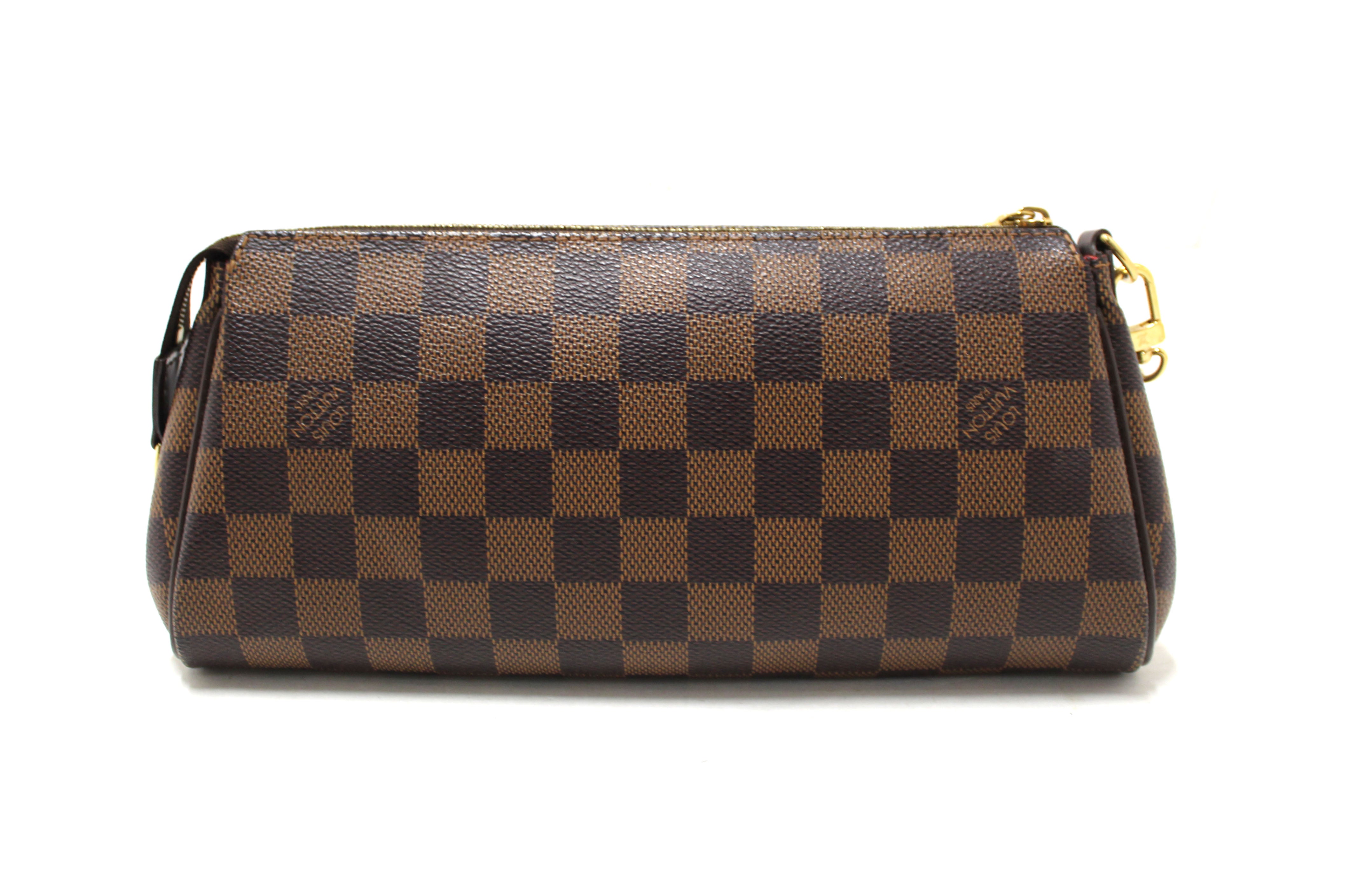 Authentic Louis Vuitton Damier Ebene Canvas Eva Clutch Bag for Women - Luxury Crossbody Purse with Gold-Tone Hardware, Perfect for Evening Parties, Date Nights & Special Occasions