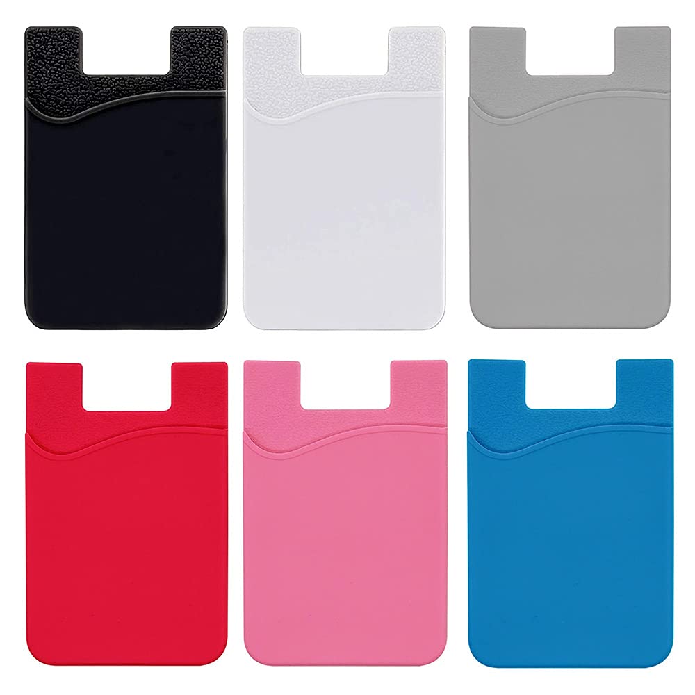 6PCS Silicone Adhesive Phone Card Holder - Wallet for Credit Cards, ID & Business Cards - Compatible with iPhone, Samsung Galaxy & Android Smartphones - Perfect for Work, Travel & Everyday Use