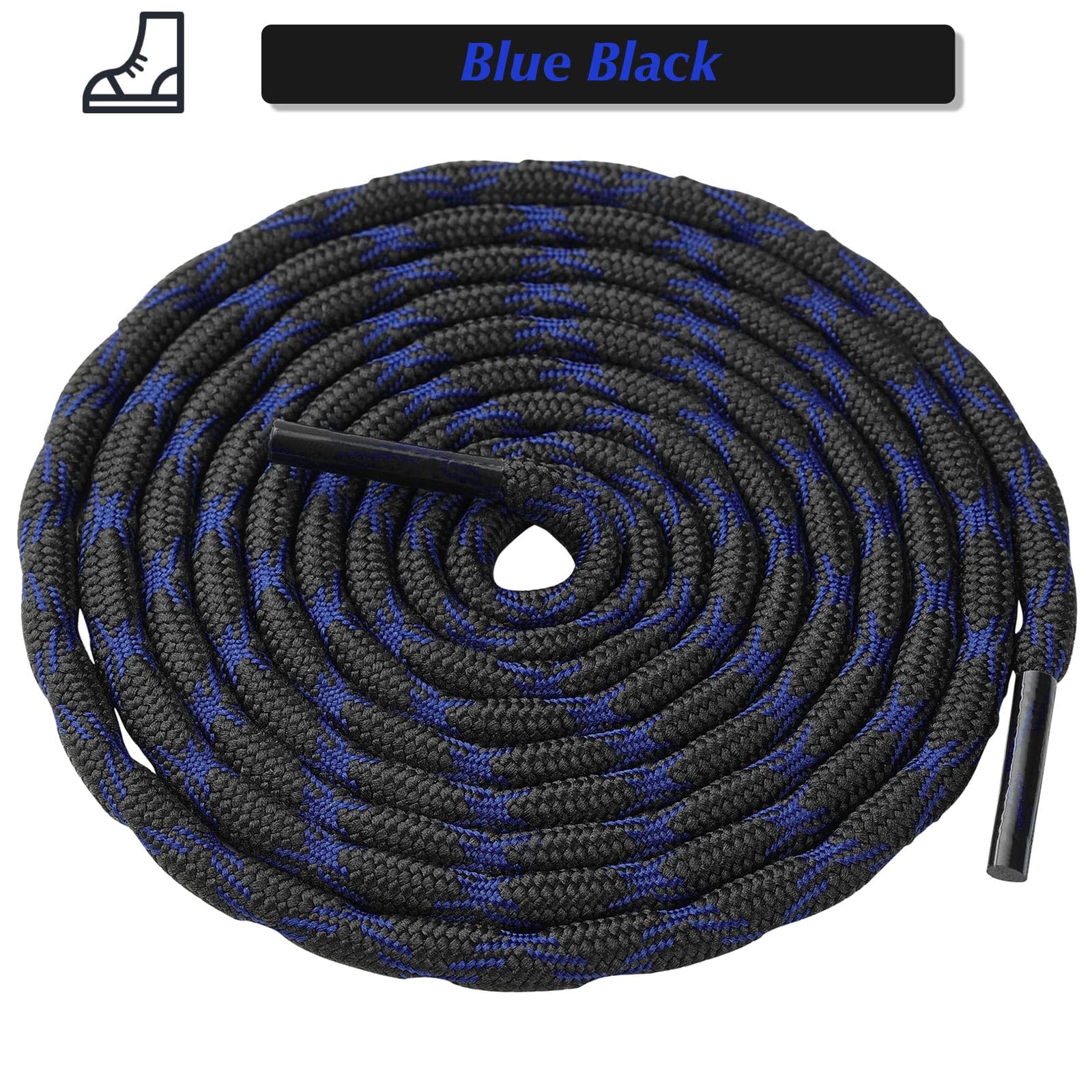 Stepace Wave Round Boot Laces - 2 Pairs of Heavy Duty Shoelaces for Work Boots & Hiking Shoes | Durable & Non-Slip for Outdoor Activities, Construction Work & Daily Wear