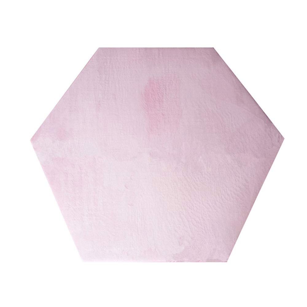 Hexagon Rug Pad Princess Tent for Kids - Soft Coral Fleece Playhouse with Anti-Slip Bottom | Indoor & Outdoor Play Mat for Girls' Bedroom, Nursery, or Backyard (Pink)