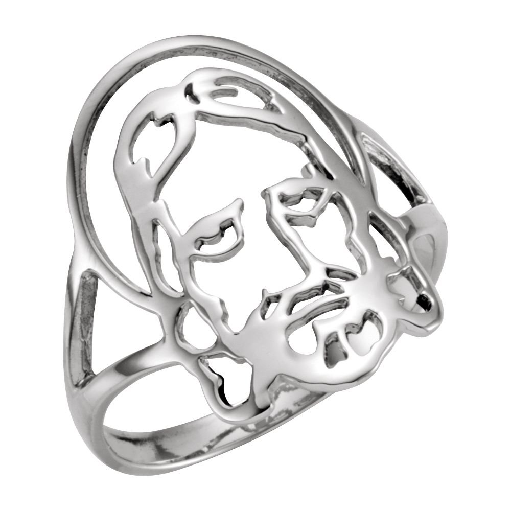 925 Sterling Silver Men's Jesus Face Chastity Ring - Religious Jewelry for Christian Faith & Devotion - Perfect for Baptism, Confirmation & Spiritual Protection Gifts