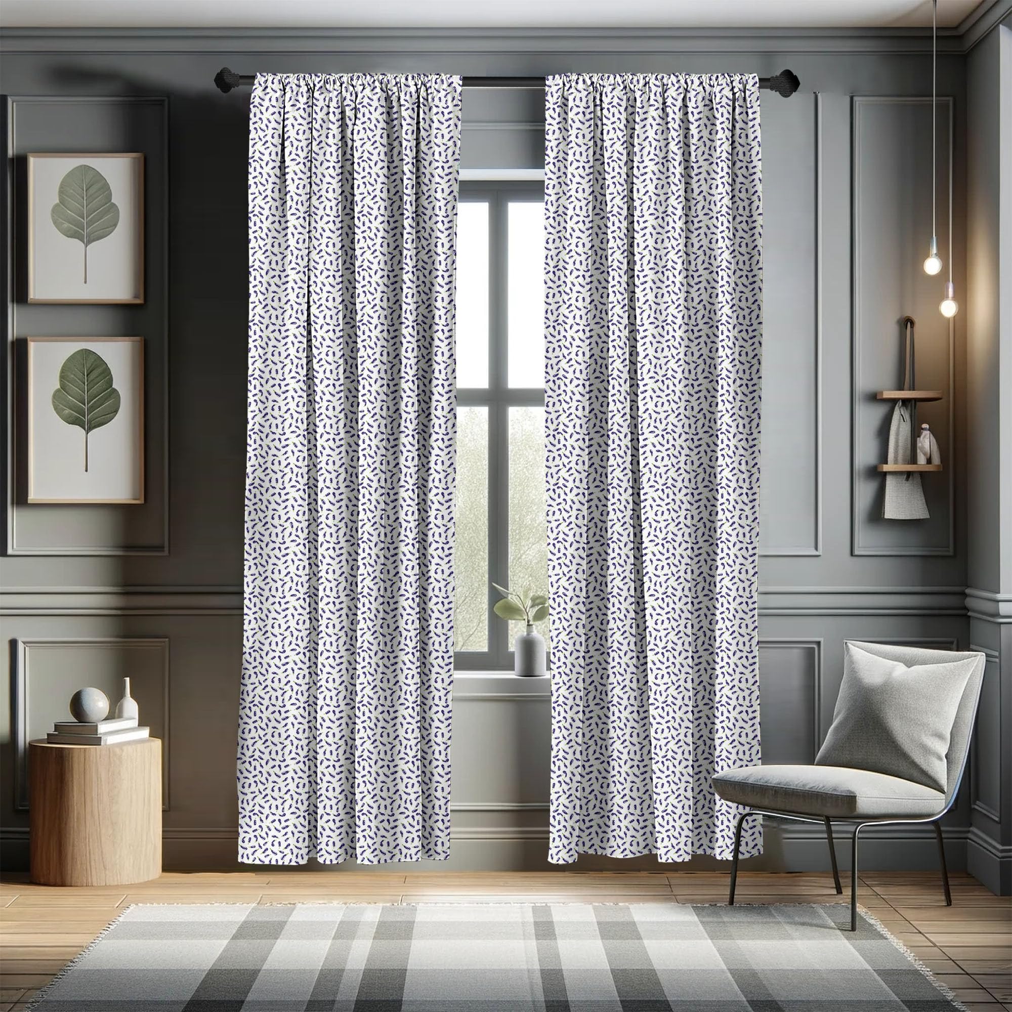 Ambesonne Eggplant Curtains - Purple & White 28x63