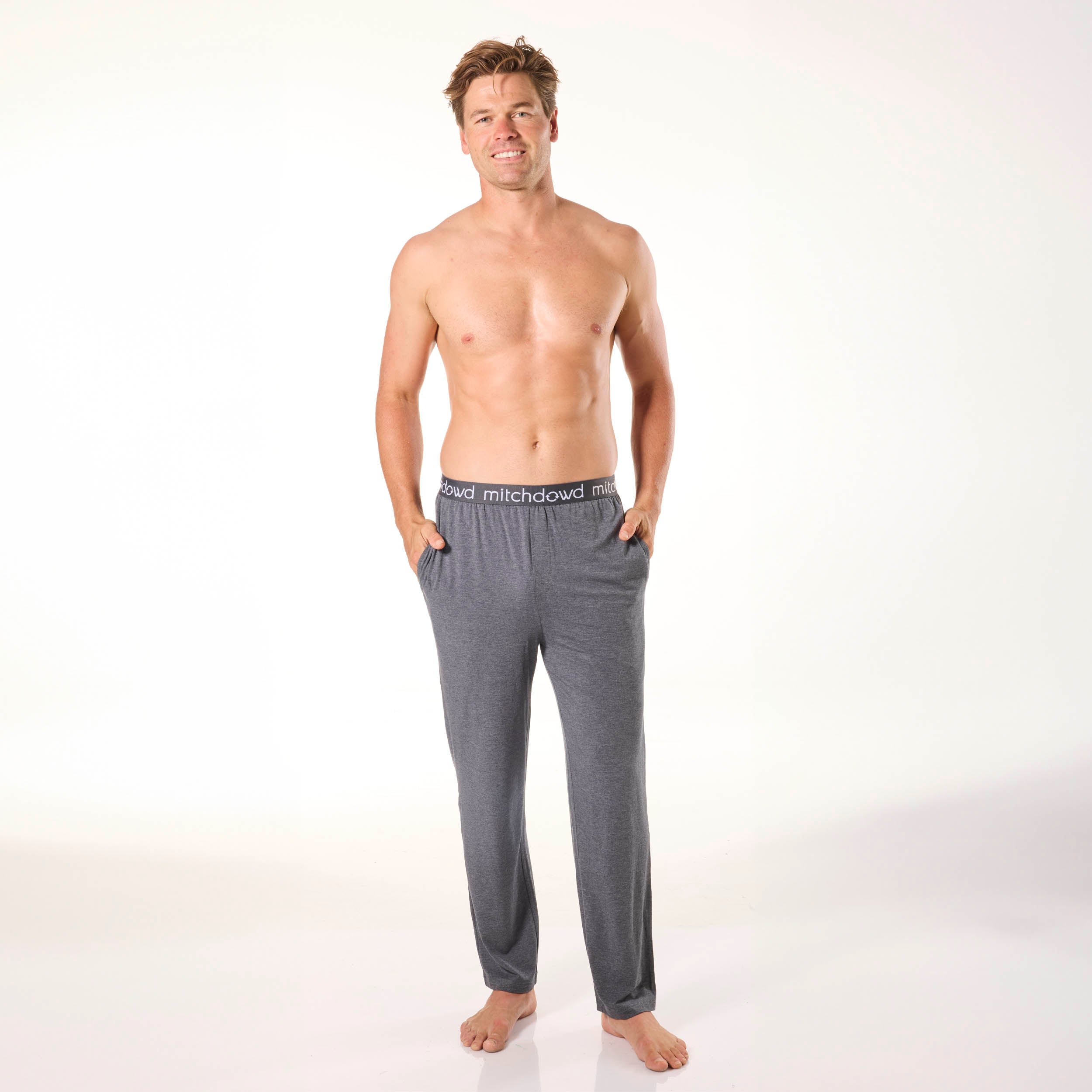Soft Bamboo Knit Sleep Pants for Men - Breathable & Comfortable Lounge Pants in Grey Marle - Perfect for Relaxing at Home, Lounging & Sleeping