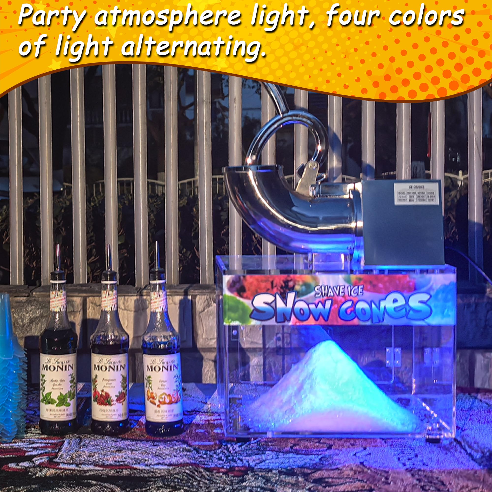VNN 48L Commercial Snow Cone Machine - 500LB/H High-Capacity Electric Ice Shaver with 300W Motor for Parties, Events & Home Use | Perfect for Snow Cones, Slushies, Margaritas & Frozen Treats at Carnivals, Pool Parties & Backyard BBQs