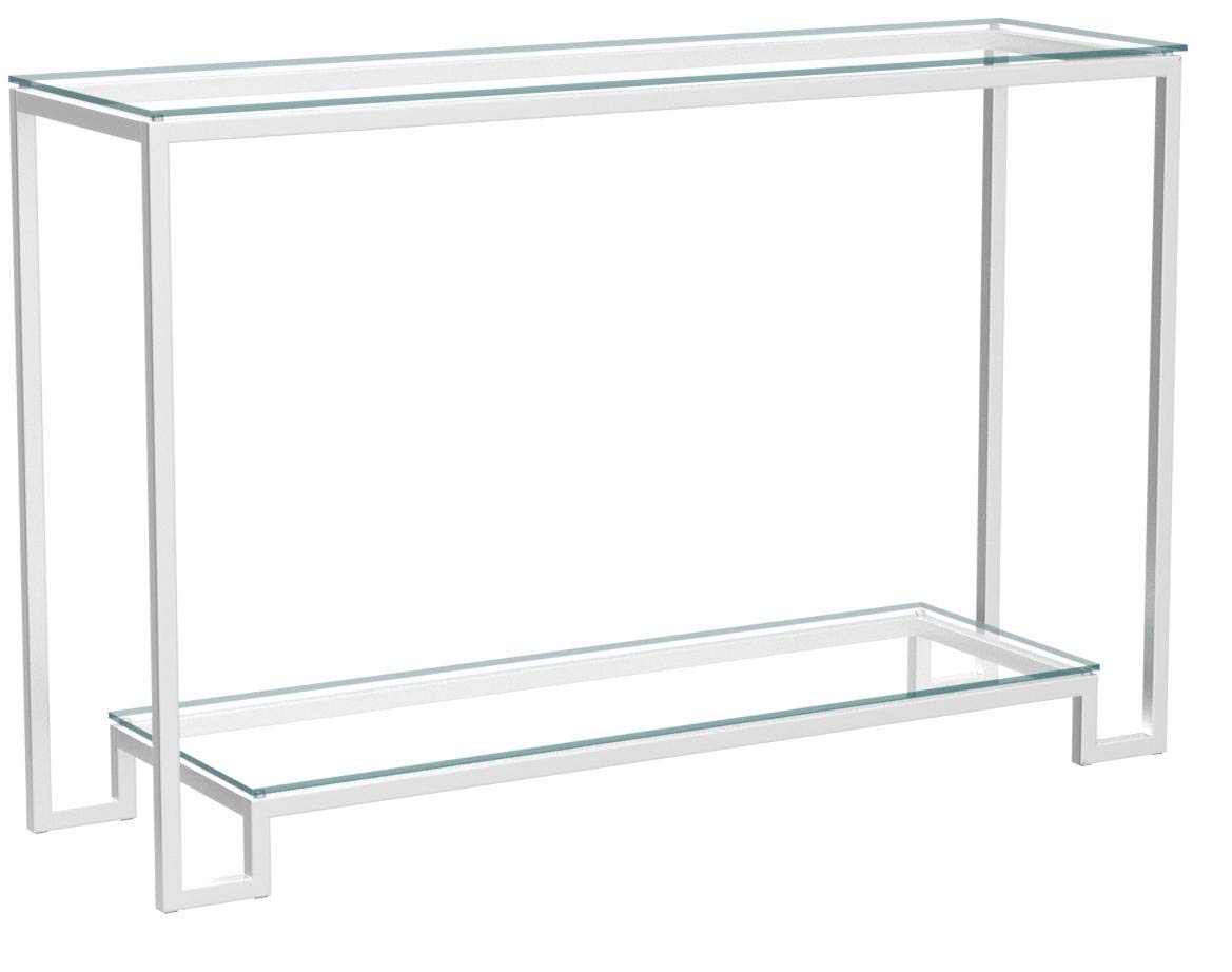 Cortesi Home Reef Contemporary 2-Shelf Glass Console Table in Silver - Modern Entryway Sofa Table for Living Room, Hallway & Office Decor