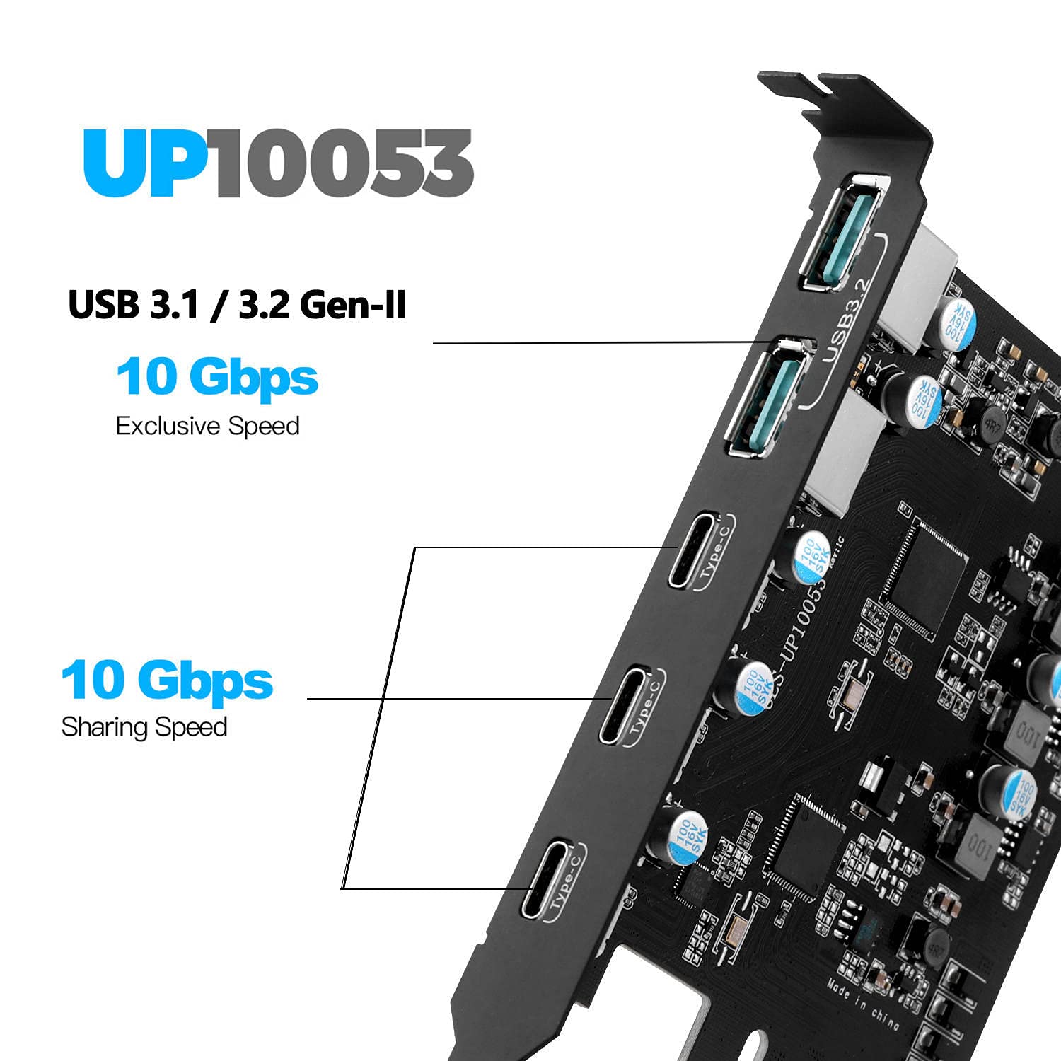 PCIe USB 3.2 Gen 2 Expansion Card with 3x USB-C & 2x USB-A Ports - High Speed Internal USB Hub for Desktop PC - Compatible with Windows 10/8/7 & Mac OS - Perfect for Gaming, VR, External Storage & High-Speed Data Transfer