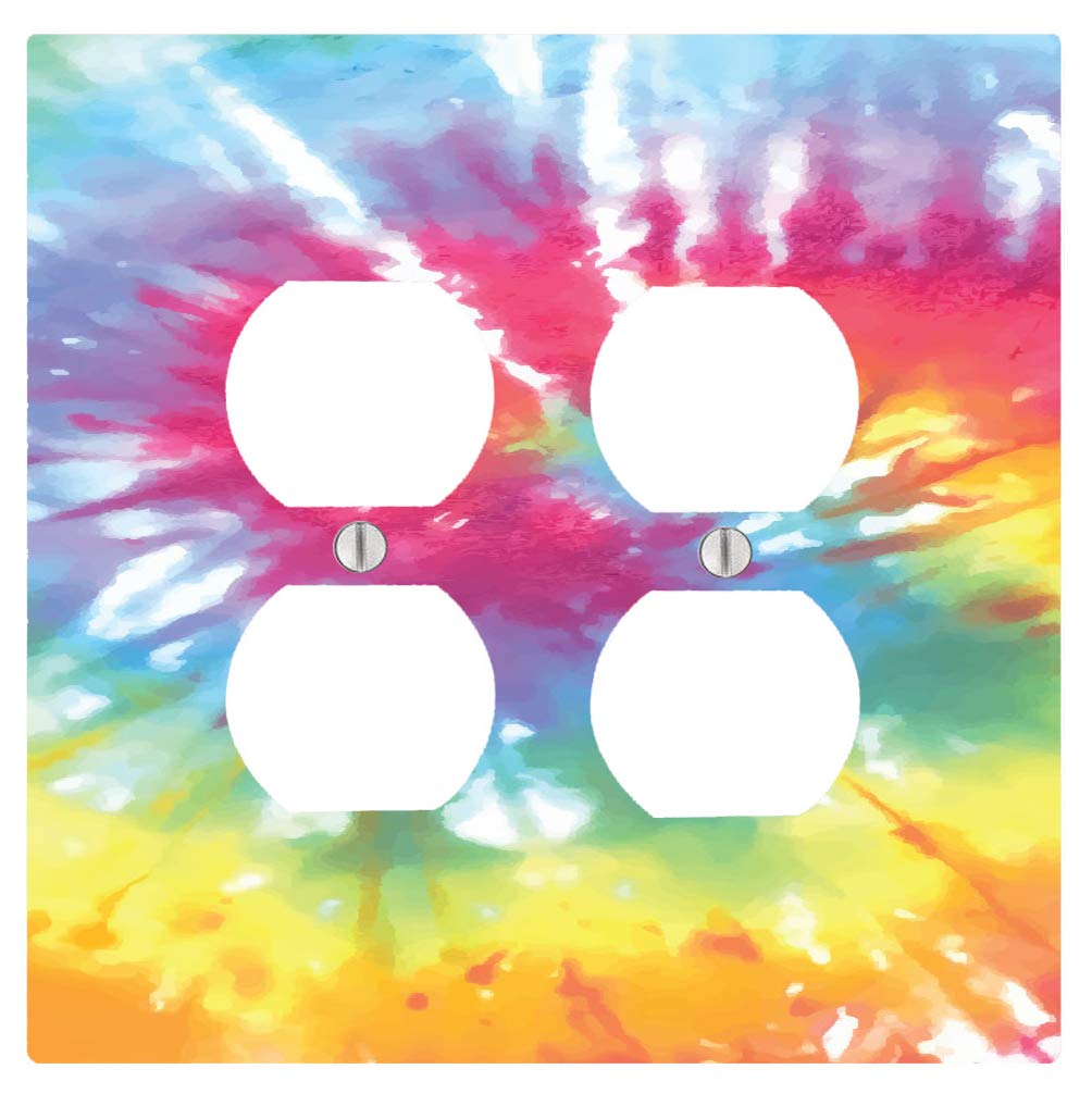 Tie Dye 2 Duplex Electrical Outlet Wall Plate Cover (4.56 x 4.5 Inch) - Decorative Switch Plate for Bedroom, Living Room & Kitchen - Colorful Home Decor Accessory