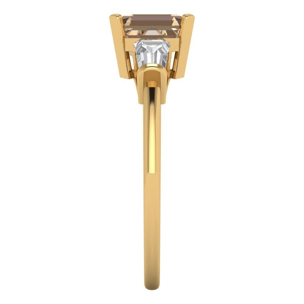 1.62ct Emerald Cut Yellow Moissanite Ring - 18k Gold for Engagement & Wedding