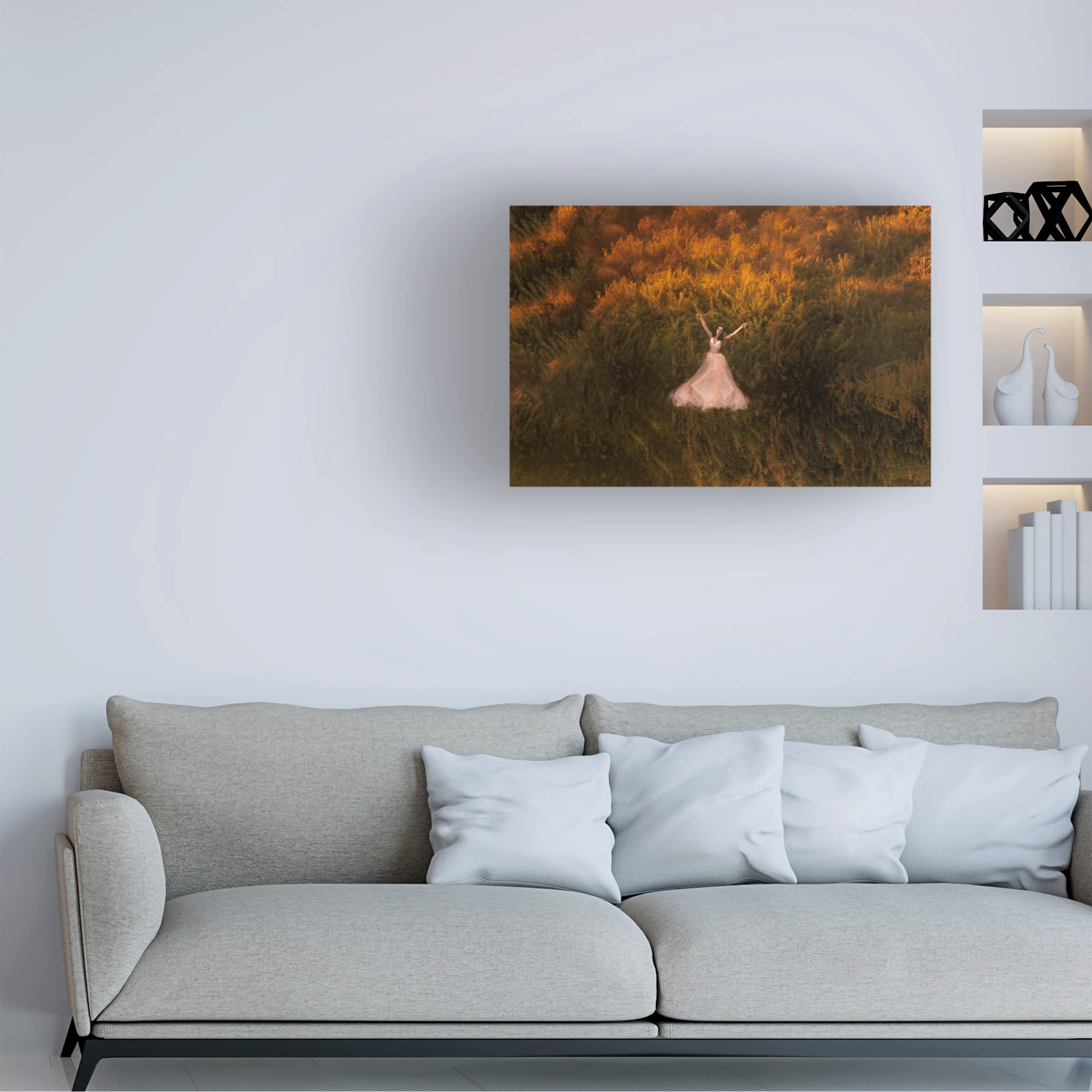 Mike Darzi 'Natalia In The Field' Canvas Wall Art Print - Handmade Landscape Painting for Living Room, Bedroom & Office Decor