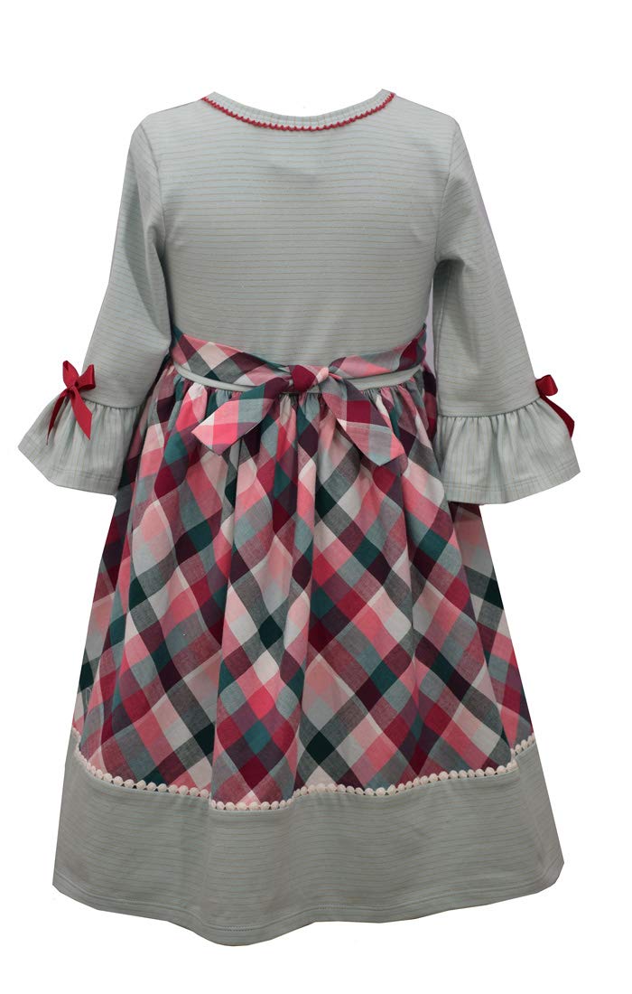 Bonnie Jean Ruffle Sleeve Buffalo Check Apple Print Girls' Babydoll Dress 4T - Cute Fall Outfit for Toddler Girls, Perfect for Family Photos, Holiday Parties & Autumn Adventures