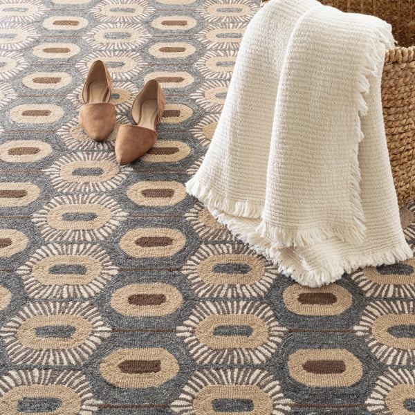 Dash & Albert Stowe Hand Micro Hooked Wool Rug - Soft & Durable Area Rug for Living Room, Bedroom, Dining Room - Cozy Home Decor & Floor Covering