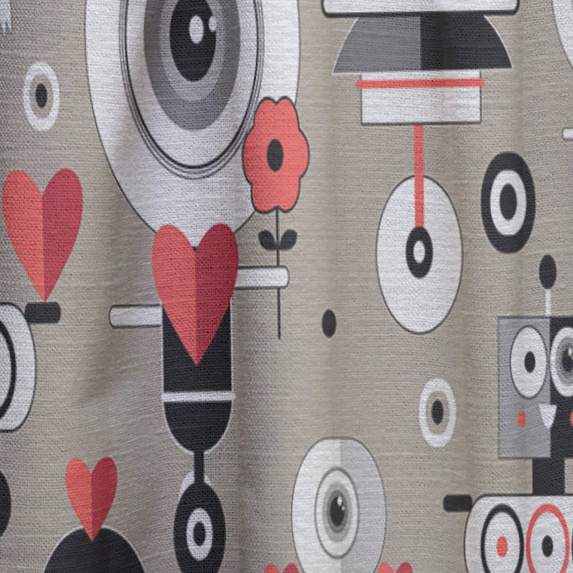 DesignQ Thermal Insulated Blackout Curtains - Fun Robot Lovers Pattern for Bedroom & Living Room - Single Panel 52x95 Inches - Perfect for Kids Room, Gaming Room & Sci-Fi Themed Decor