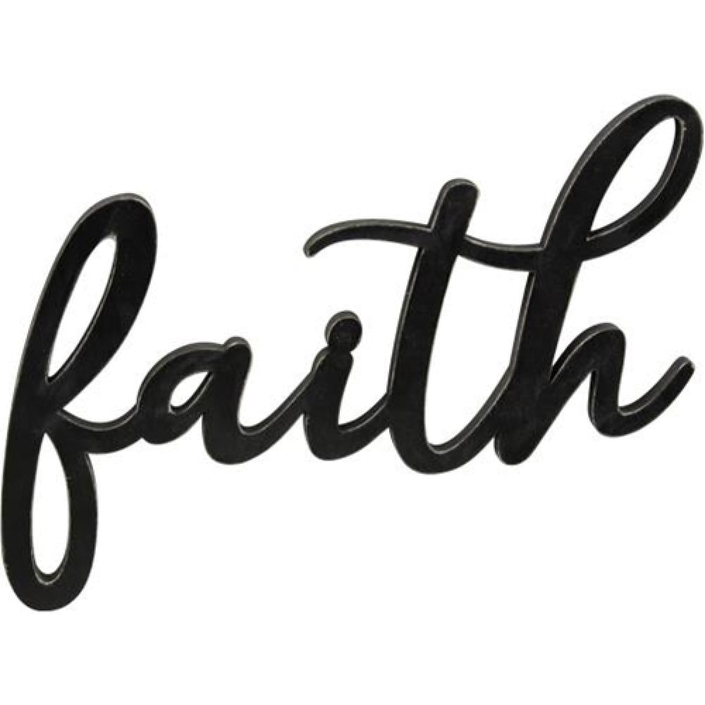 Black Script Faith Wall Hanging Sign - Inspirational Home Decor for Living Room, Bedroom & Office - Perfect for Christian Gifts & Farmhouse Decor