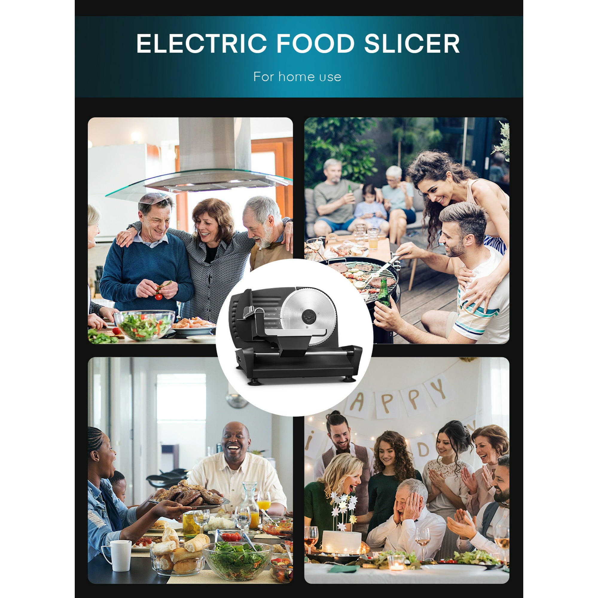 AICOOK 519n 200W Electric Meat Slicer - Professional Deli Food Slicer with Dual 7.5