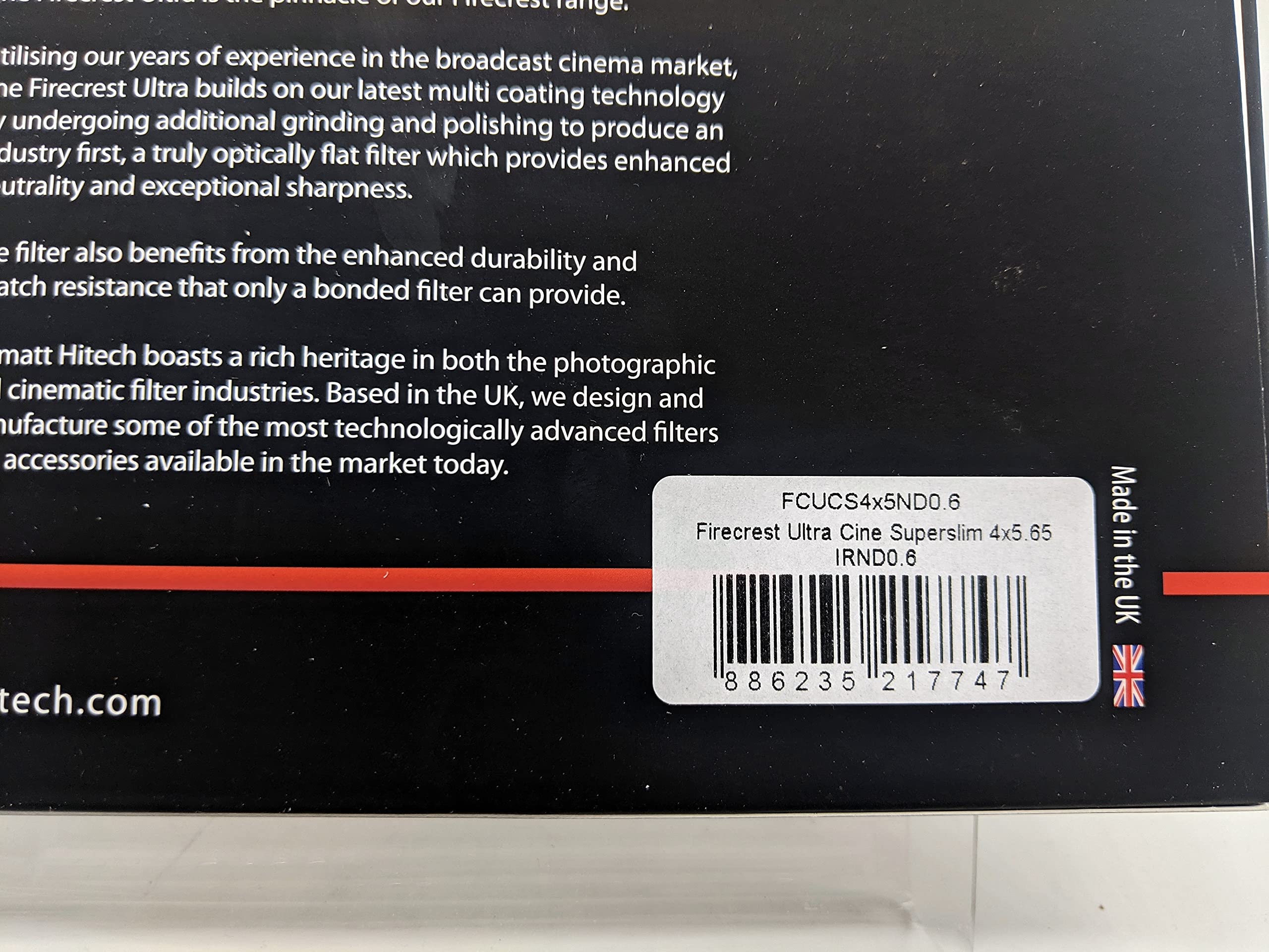 Formatt Hitech Firecrest Ultra Cine Superslim 4x5.65 IRND 0.6 Filter - Professional Cine Camera ND Filter for Filmmaking, Photography, and Video Production