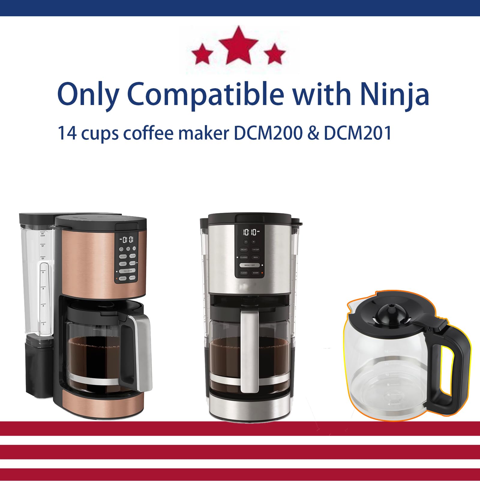 14-Cup Replacement Coffee Maker Carafe for Ninja DCM201 Series (DCM201, DCM201CP, DCM201BK) - Perfect for Ninja PRO Coffee Brewer - Ideal for Home, Office, and Restaurant Use