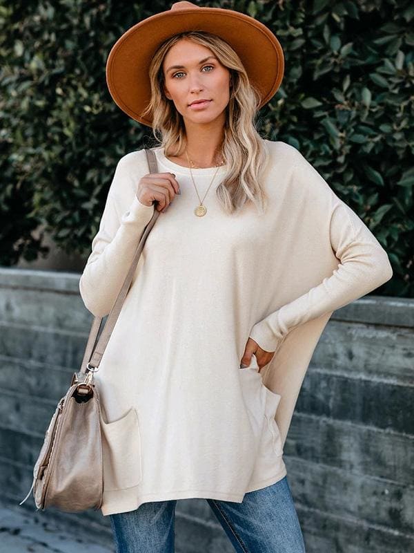 Lovevop Women's Solid Color Crew Neck Long Sleeve T-Shirt - Comfortable Casual Basic Top for Everyday Wear, Work & Layering