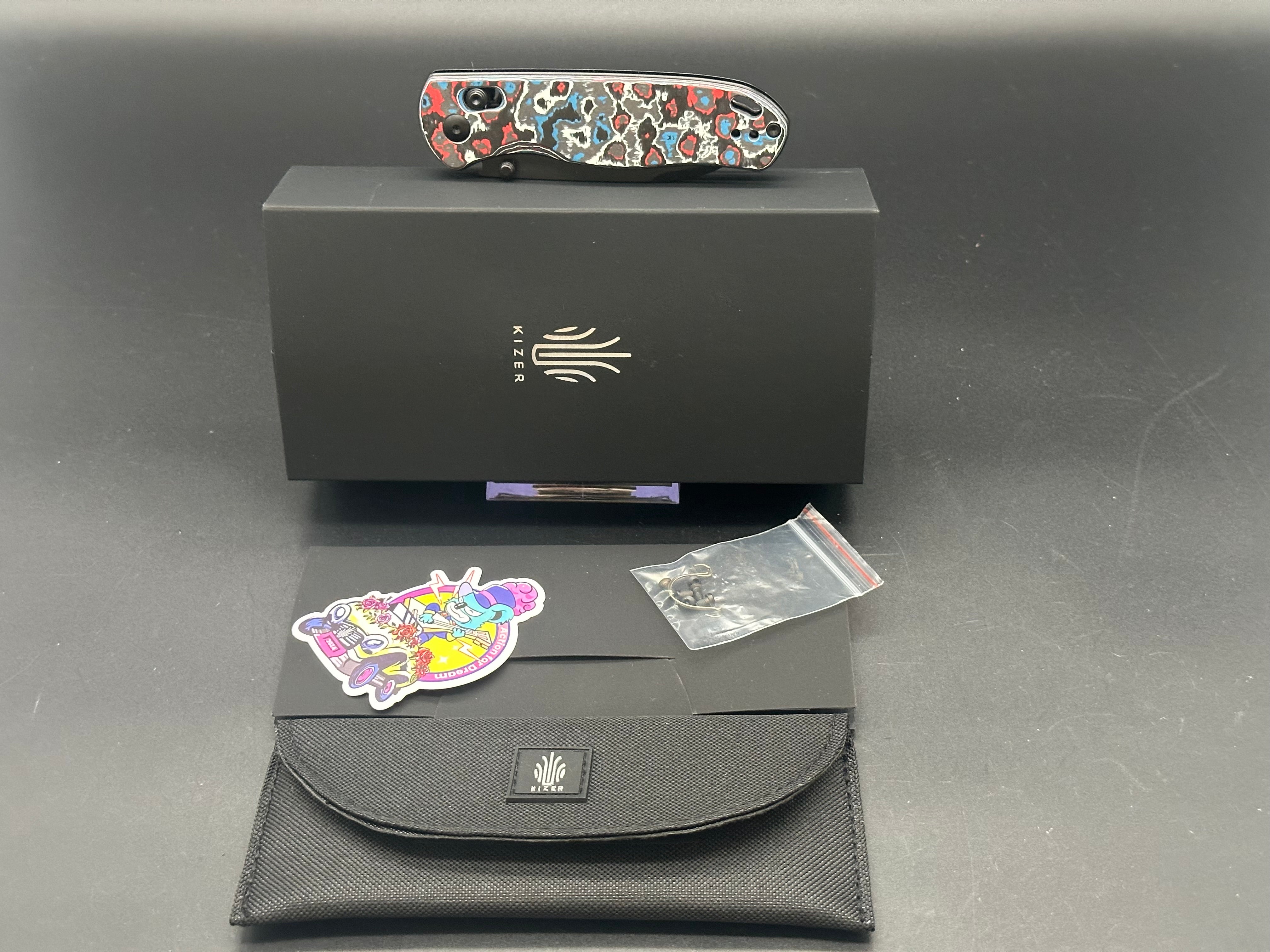 Kizer Drop Bear Pocket Knife - S45VN Stainless Steel Blade, Clutch Lock, Fatcarbon Handle (Ki3619A5) - EDC Folding Knife for Camping, Hiking & Outdoor Adventures