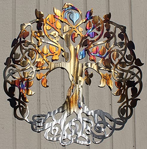 Tree of Life 3 Metal Wall Art - Heat Treated 12 Inch Home Decor for Living Room, Bedroom & Office - Spiritual & Nature Inspired Wall Hangings