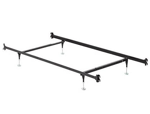 Hook-On Bed Frame with Headboard & Footboard Brackets - Adjustable Metal Guides for Twin & Full Size Beds - Sturdy Support for Bedroom, Guest Room, or Dormitory