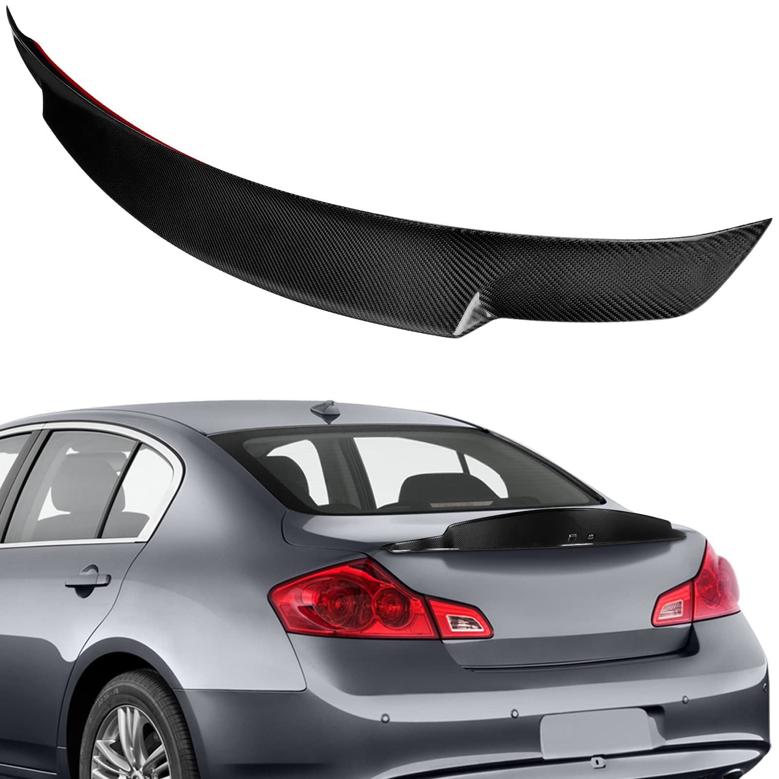 Carbon Fiber Car Spoiler Wing for 2007-2013 Infiniti G37 G25 Sedan - High Performance Trunk Lip Spoiler Body Kit - Enhances Aerodynamics & Sporty Style for Street Racing & Car Shows