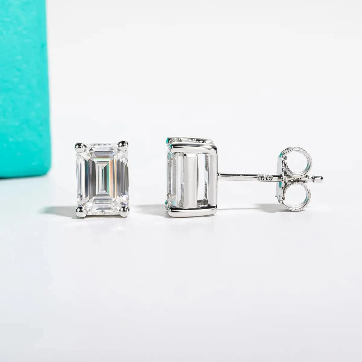 AnuJewel 10k Gold Stud Earrings with 4/2/1ct Total Emerald Moissanite - Hypoallergenic Post Earrings for Women - Perfect for Weddings, Parties & Everyday Luxury Jewelry
