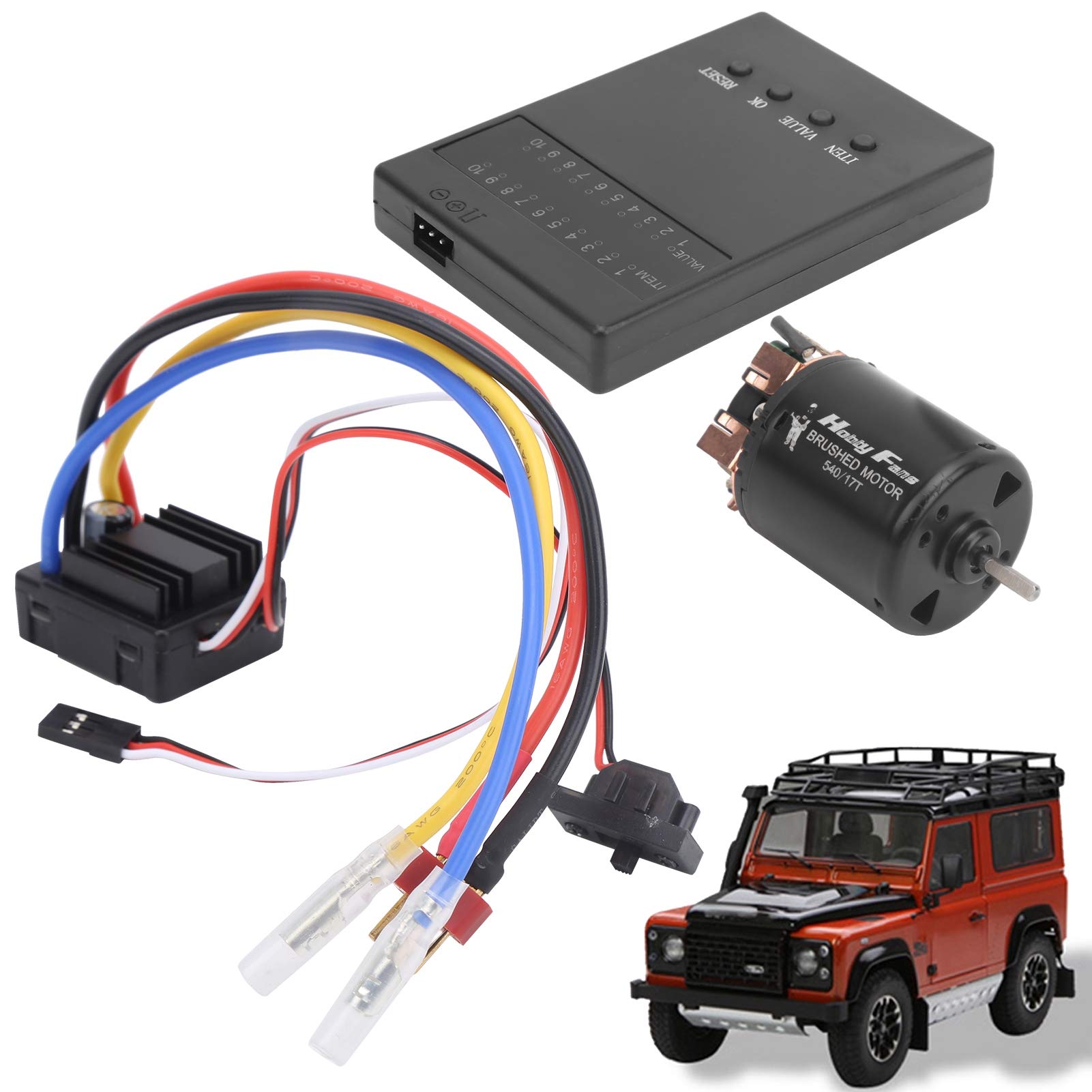 17T Brushed Motor with 80A ESC - High Performance Cooling System for 1/8 & 1/10 Scale RC Cars - Perfect for Off-Road Racing & Crawler Upgrades