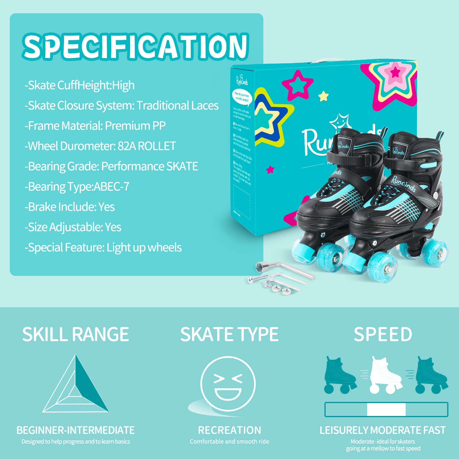 Adjustable Kids Roller Skates for Boys & Girls | Light-Up Wheels Beginner Rollerblades for Toddlers | Perfect for Birthday Gifts, Outdoor Play & Learning to Skate